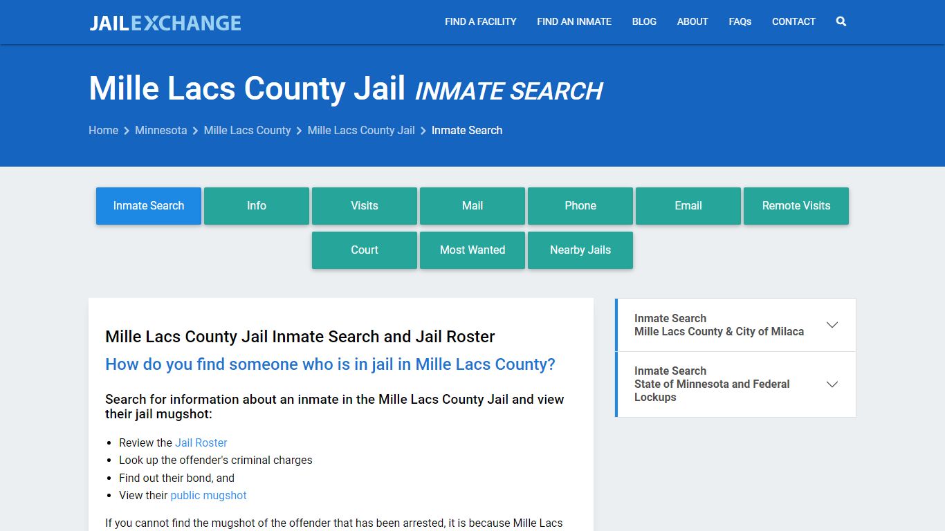 Inmate Search: Roster & Mugshots - Mille Lacs County Jail, MN